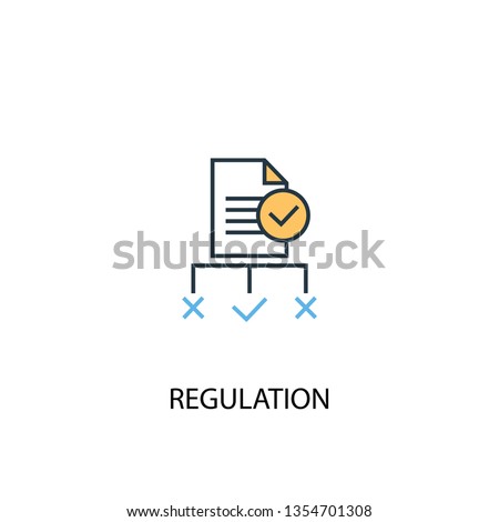 regulation concept 2 colored line icon. Simple yellow and blue element illustration. regulation concept outline symbol design