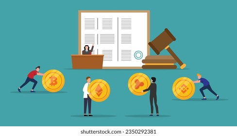 Regulation of cryptocurrency, digital currency legislation, legislative control 2d vector illustration concept for banner, website, landing page, flyer, etc