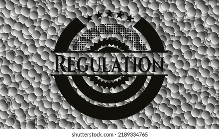 Regulation dark badge with bubbles background. Vector Illustration. Detailed. 