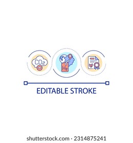 Regulation of hydrogen industry loop concept icon. Green economy. Government control of h2 production abstract idea thin line illustration. Isolated outline drawing. Editable stroke. Arial font used