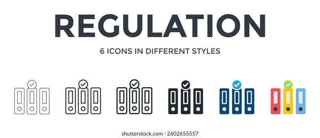 Regulation Icon In Different Style Vector Illustration. Designed In Thin Line, Regular Line, Bold Line, Glyph, Color Fill, And Flat Style Can Be Used For Web