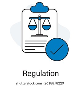 Regulation Icon, Navigating Regulatory Compliance Best PracticeUnderstanding the Impact of Global Regulationss, Regulation in Action How to Stay Compliant, vector
