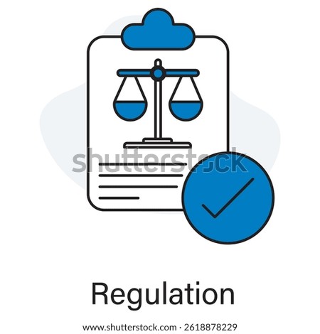Regulation Icon, Navigating Regulatory Compliance Best PracticeUnderstanding the Impact of Global Regulationss, Regulation in Action How to Stay Compliant, vector