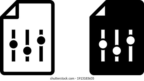 Regelungssymbol, Seite mit Equalizer-Symbol, Vektorgrafik