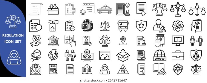 Conjunto de iconos de regulación. Conjunto de iconos grandes de regulación 