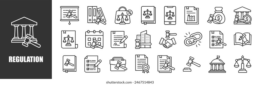 REGULATION icon set for design elements	