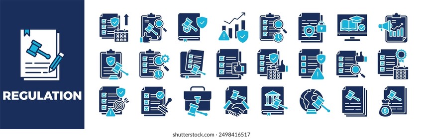 Regulation Icon Set For Design Elements, technology, legal, business, law, compliance	