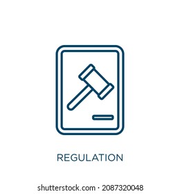 icono de regulación. Icono de contorno de regulación lineal delgada aislado en fondo blanco. Signo de regulación de vectores de línea, símbolo para web y móvil