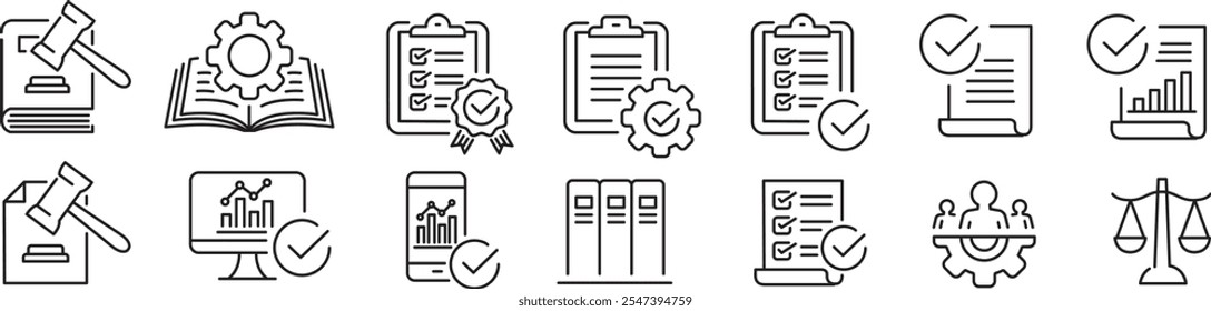 Regulation icons set vector illustration
