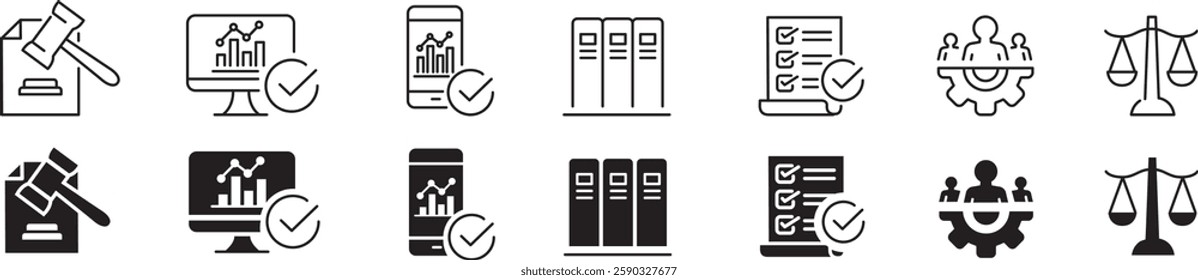 Regulation icons set vector illustration