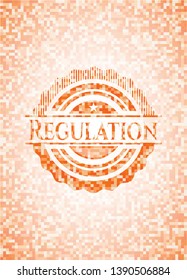 Regulation orange mosaic emblem with background