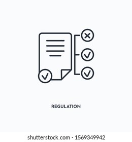 regulation outline icon. Simple linear element illustration. Isolated line regulation icon on white background. Thin stroke sign can be used for web, mobile and UI.