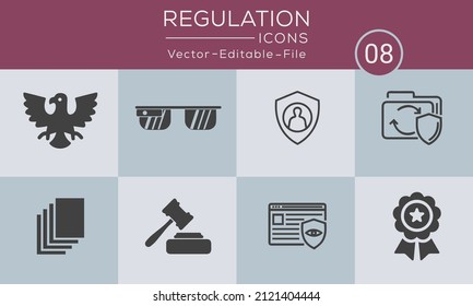 Regulation simple concept icons set. Contains such icons compliance, guideline, rule, law and more, can be used for web and apps.