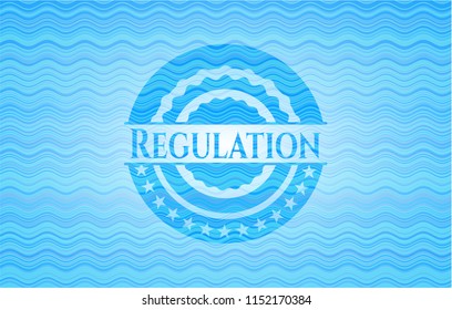 Regulation sky blue water badge background.