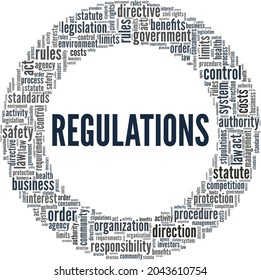 Regulations Vector Illustration Word Cloud Isolated Stock Vector ...