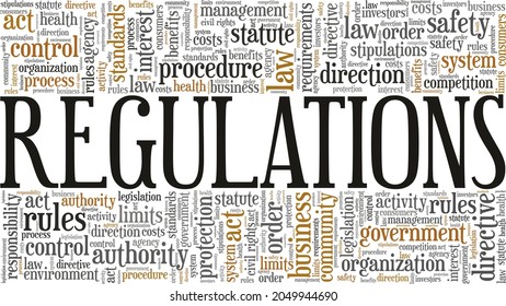 Regulations Vector Illustration Word Cloud Isolated Stock Vector ...