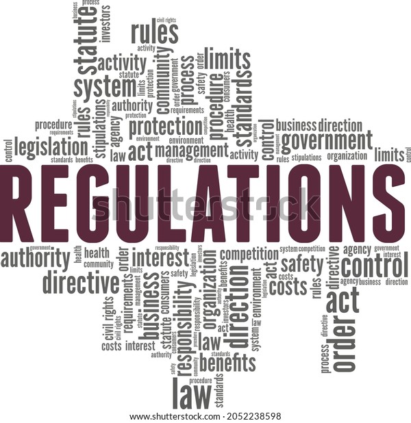 Regulations Vector Illustration Word Cloud Isolated Stock Vector ...