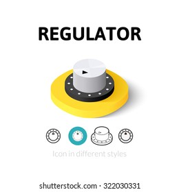 Regulator icon, vector symbol in flat, outline and isometric style