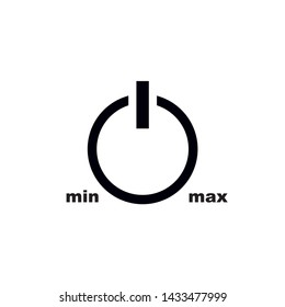 Regulator isolated min max potentiometer icon on white background. Design element.Vector