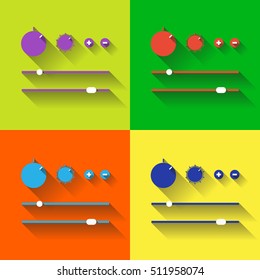Regulators set Flat knobs Set of switches Digital switch icon Digital controller Slider control Vector