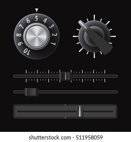 Regulators set Retro knobs Set of switches Digital switch icon Digital controller Slider control Vector