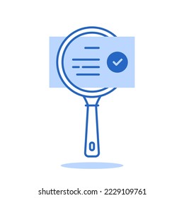 icono de regulación o evaluación como la investigación de documentos de papel. tendencia de contorno plano simple liga con elemento de diseño web gráfico con logotipo de doc aislado en blanco. concepto de forma de examen de empleo o gestión financiera