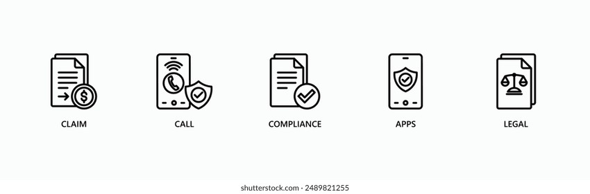 Regulatory Claim Management Banner Web Icon Vector Illustration Concept With Icon Of Claim, Call, Compliance, Apps, Legal