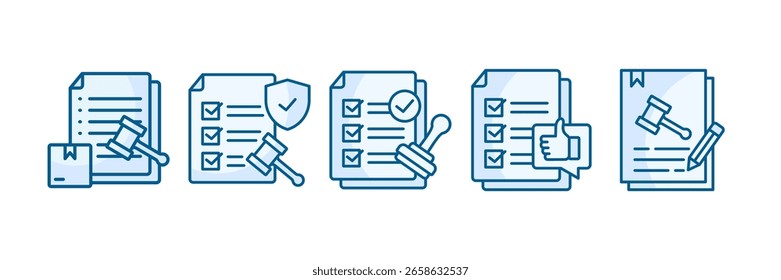 Conjunto de iconos de cumplimiento normativo, que contiene verificación de diseño, Comentarios de cumplimiento, Acuerdo