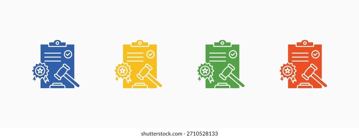 Conjunto de iconos de cumplimiento normativo Elemento de estilo de color múltiple para diseño
