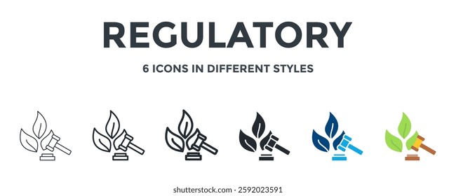 Regulatory Icon In Different Style Vector Illustration. Designed In Thin Line, Regular Line, Bold Line, Glyph, Color Fill, And Flat Style Can Be Used For Web