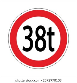 Regulatory road sign indicating a weight limit for vehicles, enhancing road safety and infrastructure preservation.