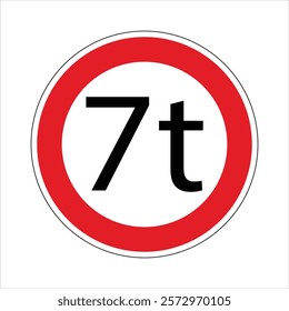 Regulatory road sign indicating a weight limit of 7 tons for vehicles.