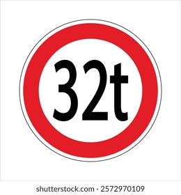 Regulatory road sign indicating a weight limit for vehicles, ensuring safety and preventing overloading on bridges.