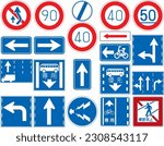 Regulatory signs, Restrictions, Road signs in Japan, In Japan, road signs, Order on Sign, Line, and Surface Marking (in japanese:Buses-only lane, Bike lane, Buses-priority lane, No jaywalking)