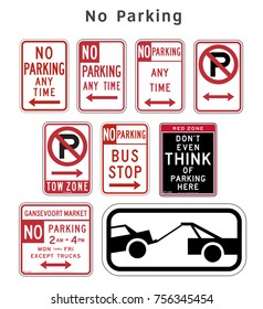 Regulatory traffic sign. No Parking. Vector illustration.