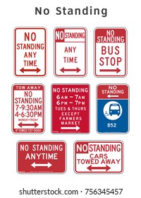 Regulatory traffic sign. No Standing. Vector illustration.