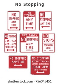 Regulatory traffic sign. No Stopping. Vector illustration.