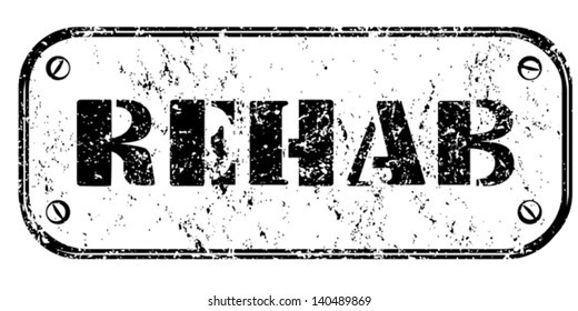 Rehab grungy stamp isolated on white