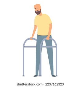 Rehab walker icon cartoon vector. Physical therapist. Patient health