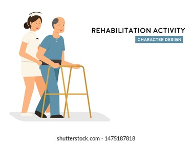 rehabilitation activity flat character design