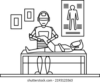 rehabilitation bot machine vector icon design, Robotics medicine symbol, Healthcare Scene Sign, Innovation Artificial Intelligence Work in Modern Clinic stock illustration, physiotherapy robot Concept