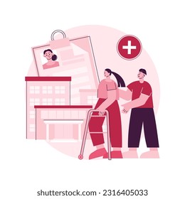 Rehabilitation hospital abstract concept vector illustration. Rehab hospital, rehabilitation center, stabilization of medical conditions, mental health care, medical facility abstract metaphor.