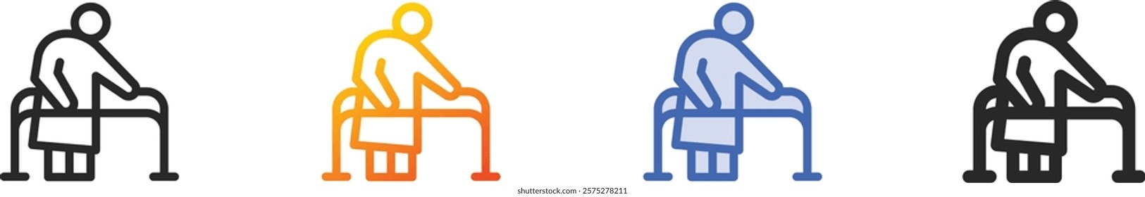 rehabilitation icon.Thin Linear, Gradient, Blue Stroke and bold Style Design Isolated On White Background