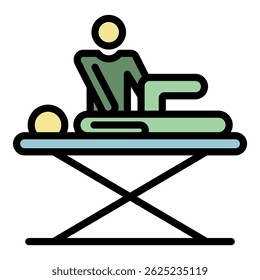 Rehabilitation massage icon. Outline rehabilitation massage vector icon color flat isolated