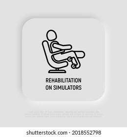 Rehabilitation on simulators thin line icon. Modern vector illustration of muscle recovery.