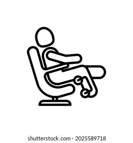 Rehabilitation on simulators thin line icon. Modern vector illustration of muscle recovery.