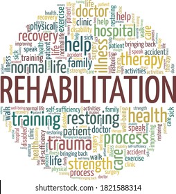 Rehabilitation vector illustration word cloud isolated on a white background.