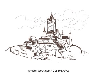 Reichsburg castle vector sketch