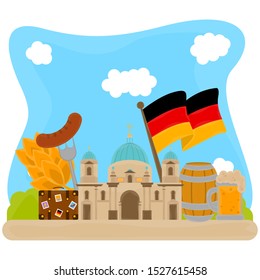 Reichstag with traditional objects from Germany - Vector