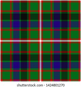 Reid Green Tartan. Seamless pattern for fabric, kilts, skirts, plaids